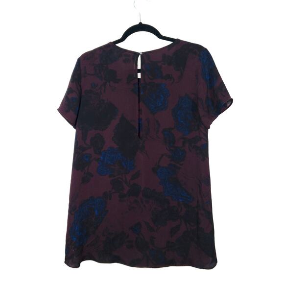 Aritzia Wilfred Maroon Floral 100% Silk Blouse Size Small - Picture 5 of 5